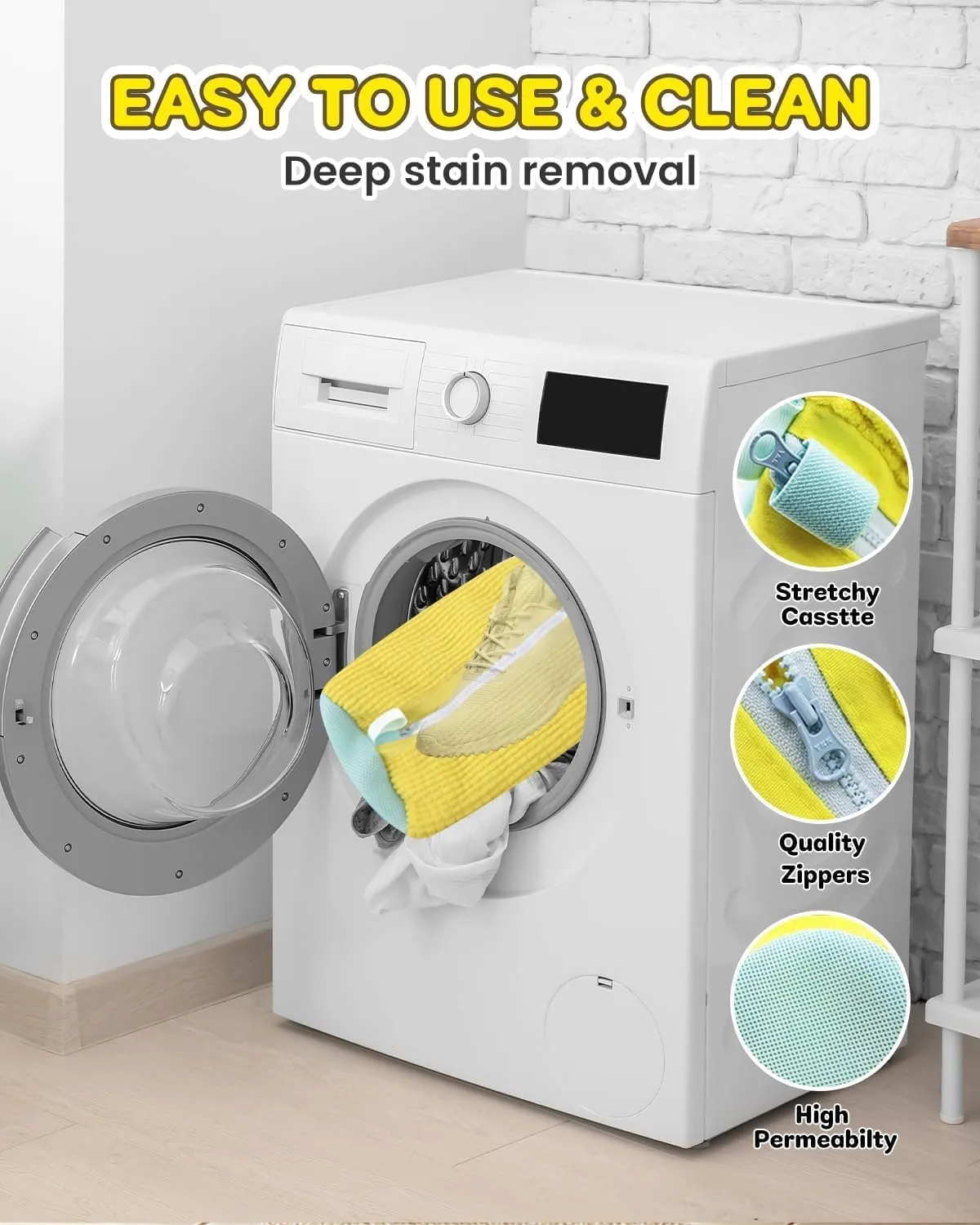 Shoe Washing Machine Bag: Shoe Bag for Washing Machine - Reusable Shoe Cleaning Bag for Sneaker Tennis Shoes Unstain Cleaner Kit