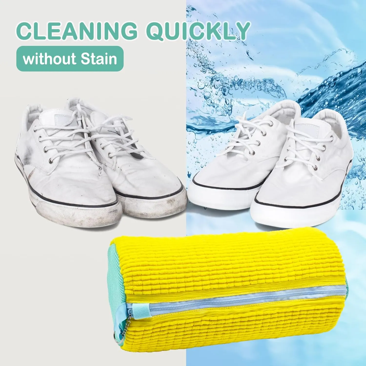 Shoe Washing Machine Bag, Shoe Washing Bag for Sneakers, Reusable Laundry Shoe Bag for Washer and Dryer, Yellow-A 2Pcs