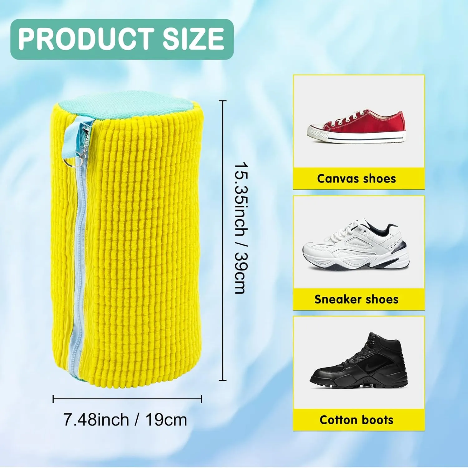 Shoe Washing Machine Bag, Shoe Washing Bag for Sneakers, Reusable Laundry Shoe Bag for Washer and Dryer, Yellow-A 2Pcs