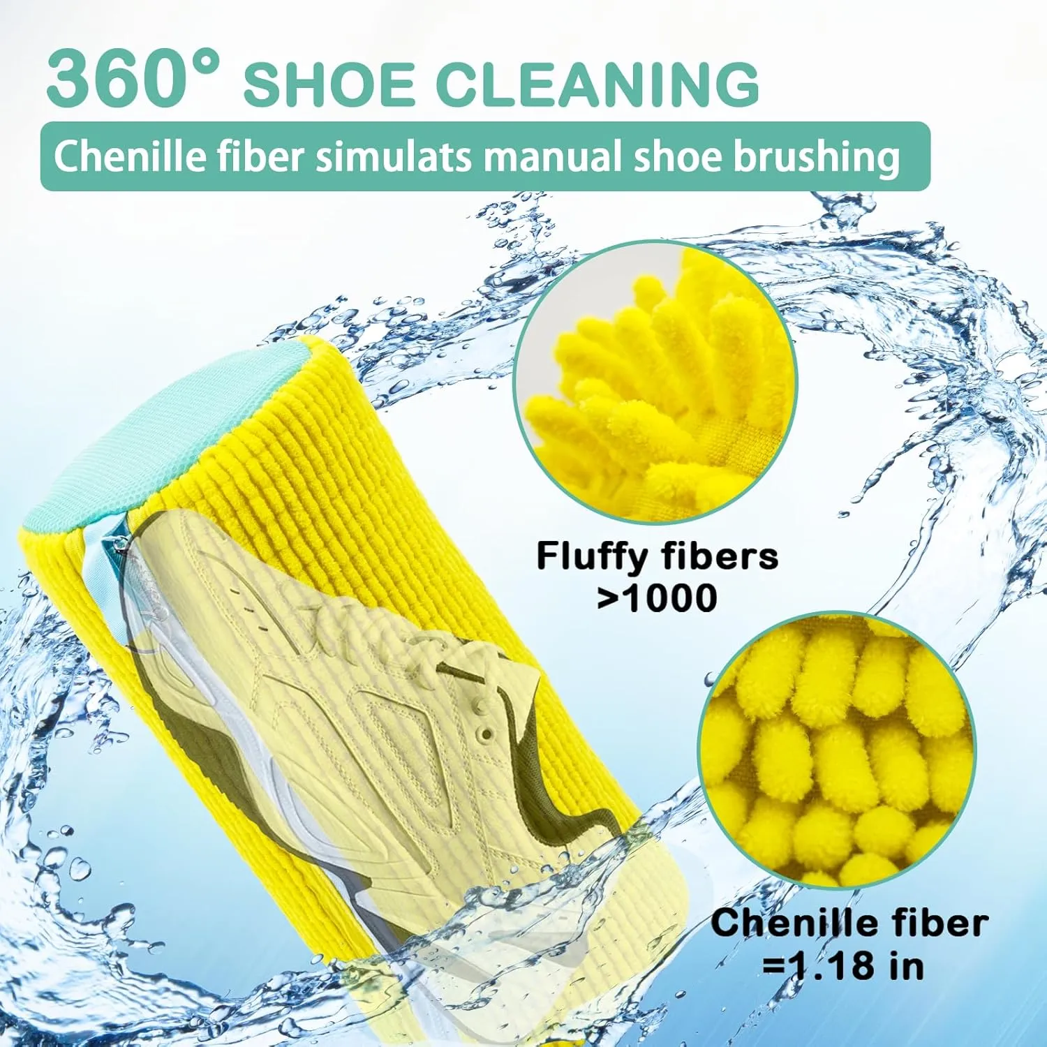 Shoe Washing Machine Bag, Shoe Washing Bag for Sneakers, Reusable Laundry Shoe Bag for Washer and Dryer, Yellow-A 2Pcs