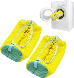 Shoe Washing Machine Bag, Shoe Washing Bag for Sneakers, Reusable Laundry Shoe Bag for Washer and Dryer, Yellow-A 2Pcs