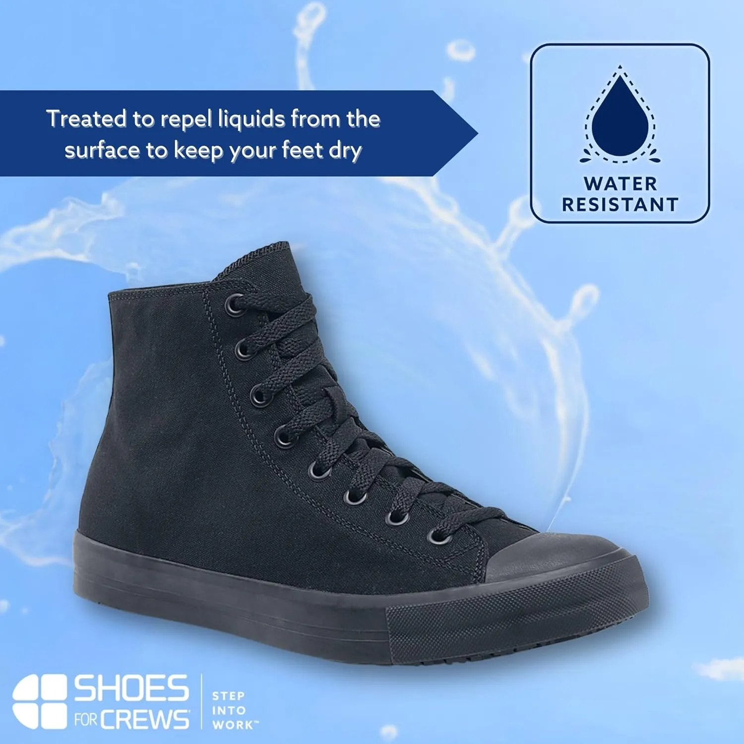 Shoes for Crews Pembroke, Men's, Women's, Unisex Slip Resistant Work Shoes, Water Resistant Sneakers, Black Canvas or Leather