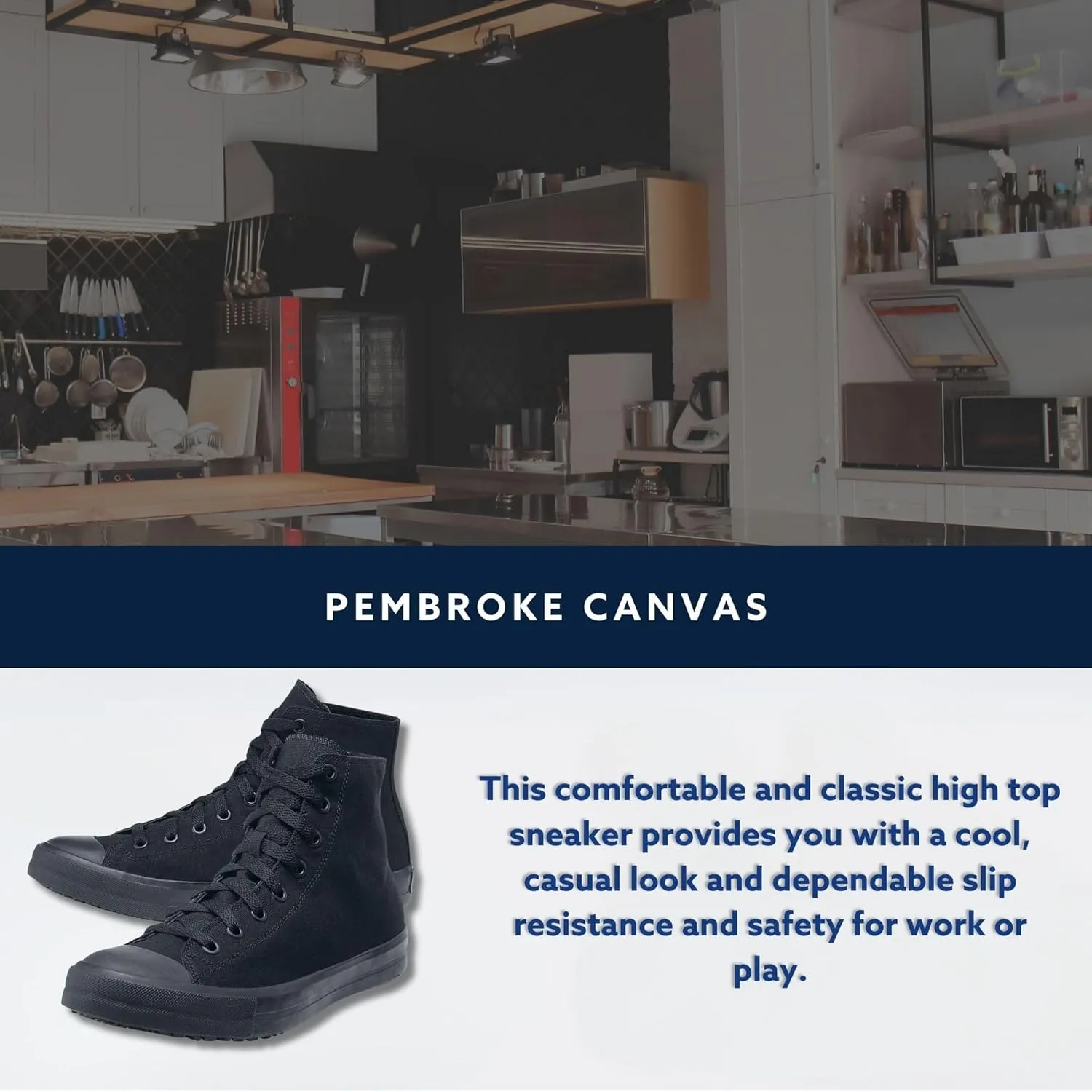 Shoes for Crews Pembroke, Men's, Women's, Unisex Slip Resistant Work Shoes, Water Resistant Sneakers, Black Canvas or Leather
