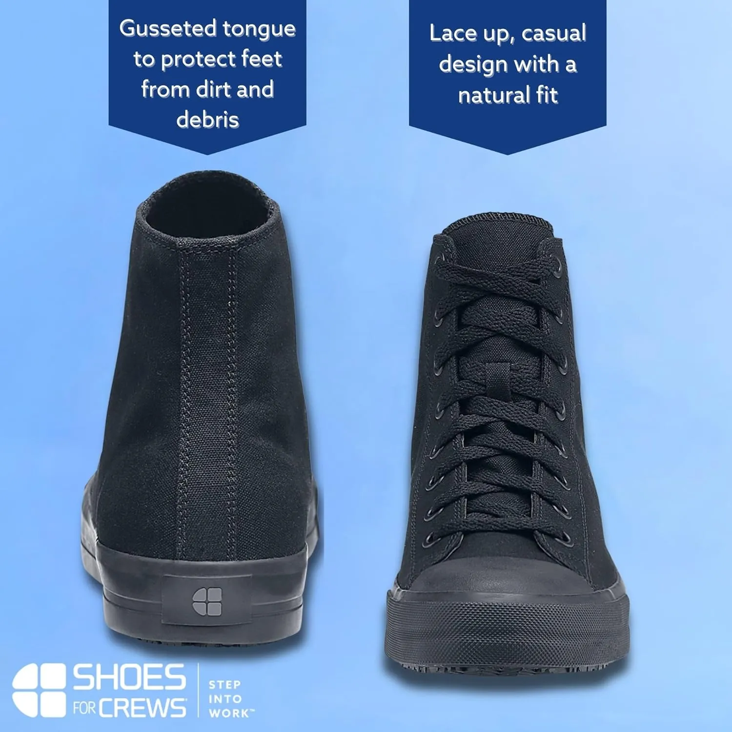 Shoes for Crews Pembroke, Men's, Women's, Unisex Slip Resistant Work Shoes, Water Resistant Sneakers, Black Canvas or Leather