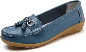 Shoes Loafers for Women Classic Leather Loafers Casual Slip-On Boat Shoes ComfortWalking Moccasins Soft Sole Shoes