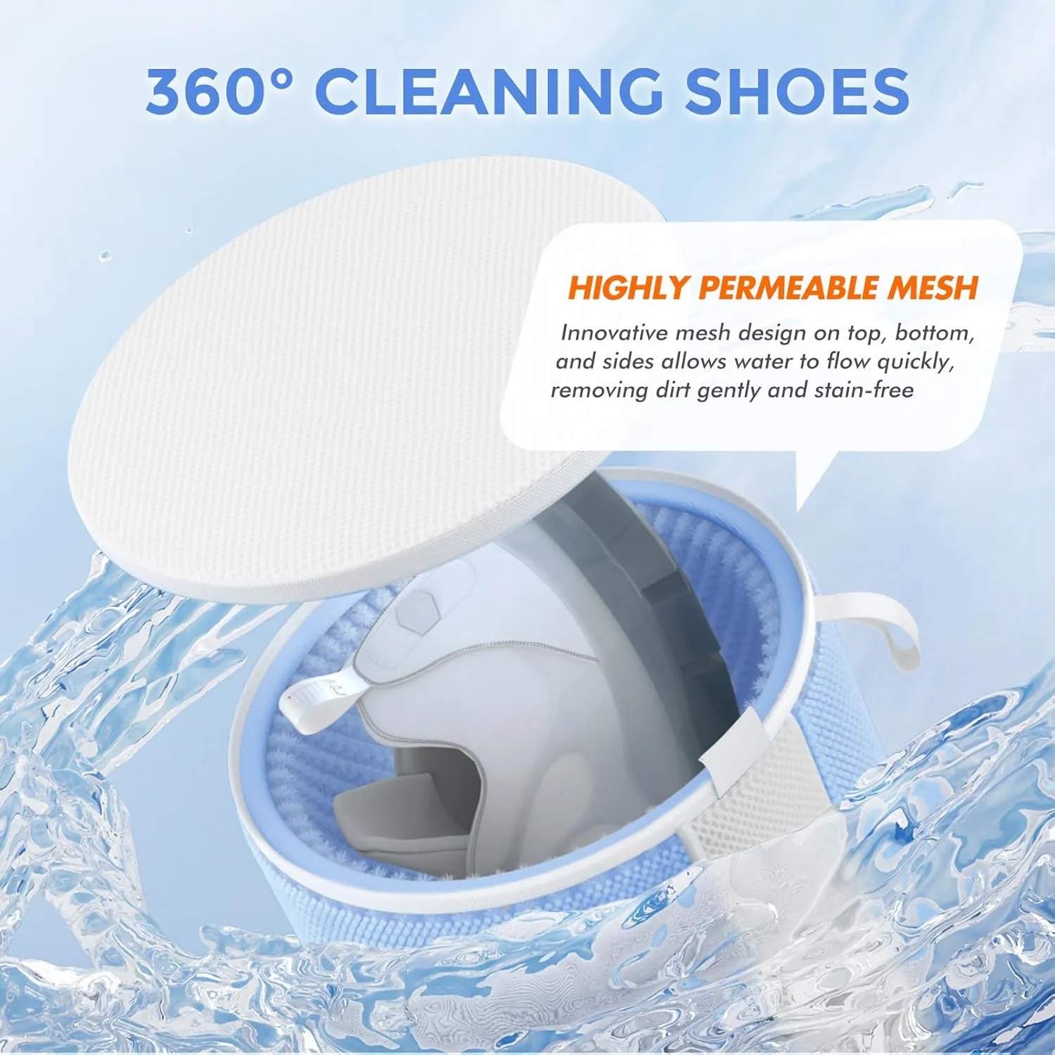 Shoes Washing Machine Bag, Laundry Bag Plush Fibers Reusable Sneaker Tennis Shoe Mesh Laundry Bags, Shoe Washing Bag for Washer and Dryer, Blue 2Pcs