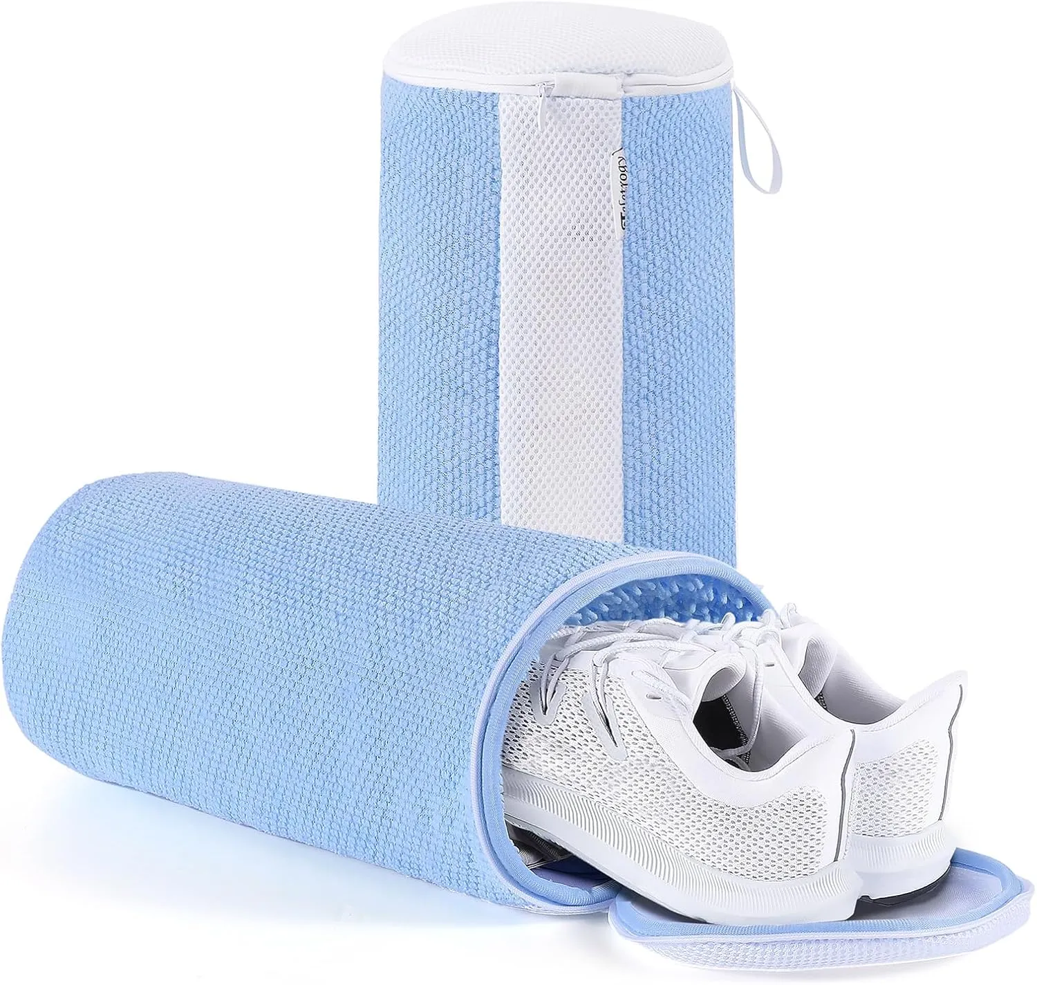 Shoes Washing Machine Bag, Laundry Bag Plush Fibers Reusable Sneaker Tennis Shoe Mesh Laundry Bags, Shoe Washing Bag for Washer and Dryer, Blue 2Pcs