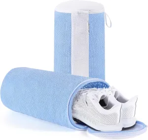 Shoes Washing Machine Bag, Laundry Bag Plush Fibers Reusable Sneaker Tennis Shoe Mesh Laundry Bags, Shoe Washing Bag for Washer and Dryer, Blue 2Pcs