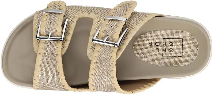 Shu Shop Womens Laura Espadrille Platform Casual Sandals Casual Low Heel 1-2" - Beige, Gold