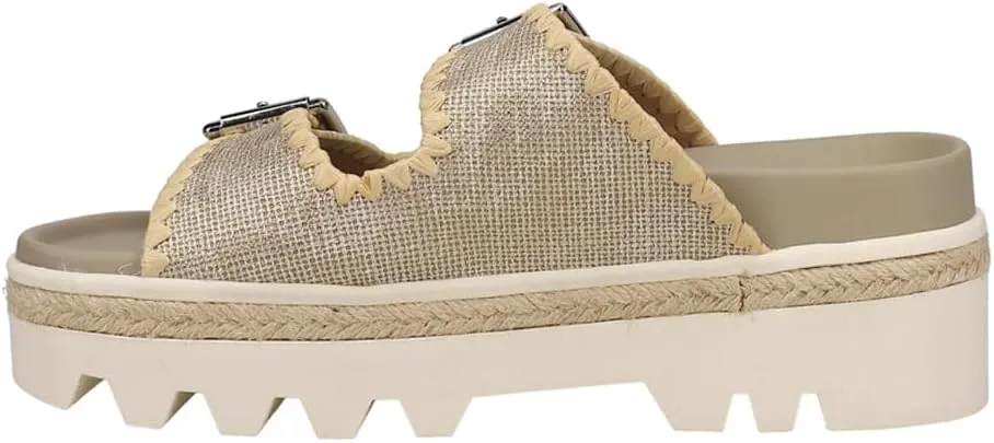 Shu Shop Womens Laura Espadrille Platform Casual Sandals Casual Low Heel 1-2" - Beige, Gold