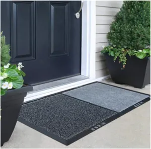 SINOPED 17.7 * 31.5 inch Doormat with Dry and Wet Area for dedusting,disinfecting Entrance Mat Outdoor Lab School Hospital (Grey, 17.7 * 31.5inch)