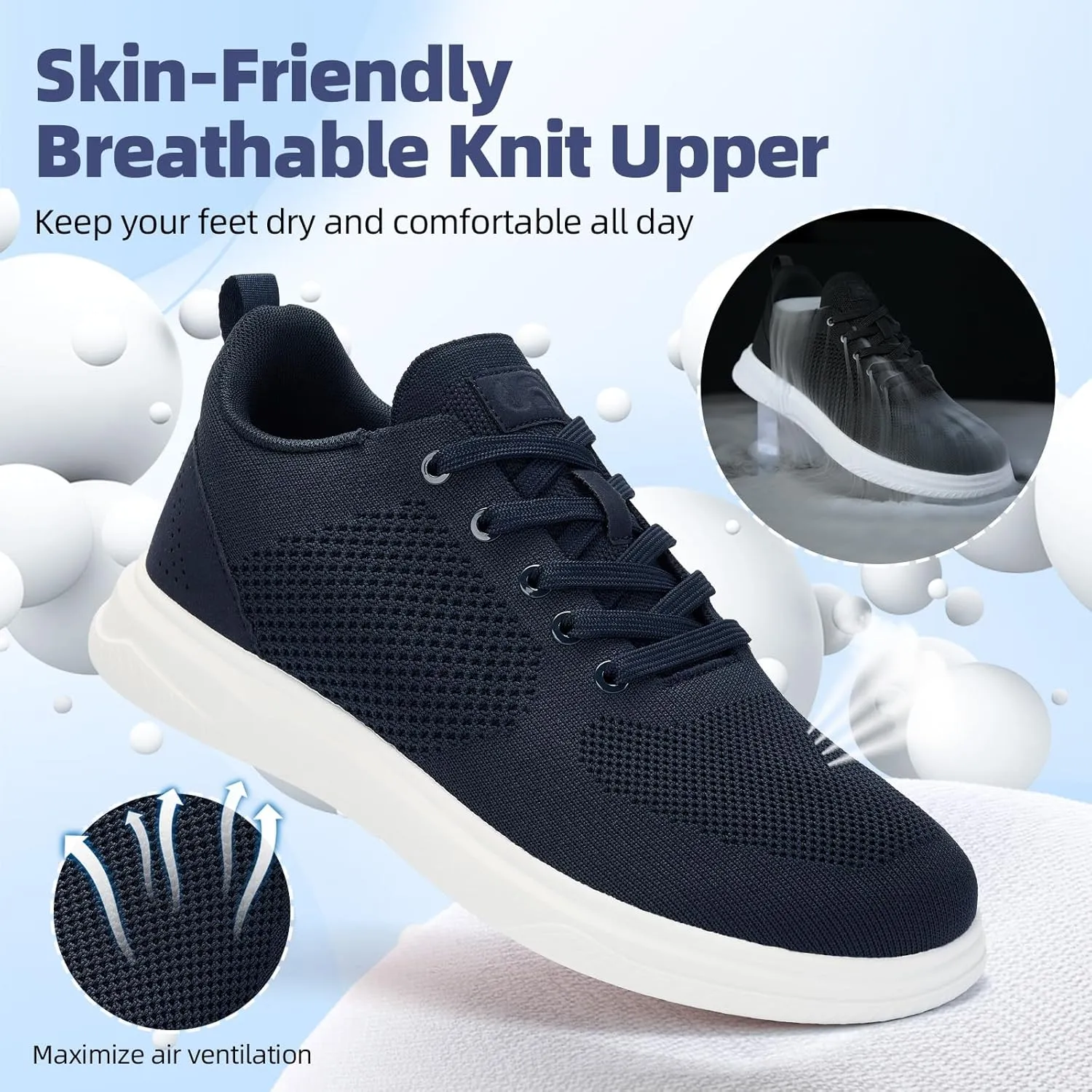 Slow Man Wide Toe Box Shoes for Men - Casual Dress Sneakers Comfortable Cushioned Business Office Non Slip Breathable Mesh Oxford Walking Shoe for Wide Feet