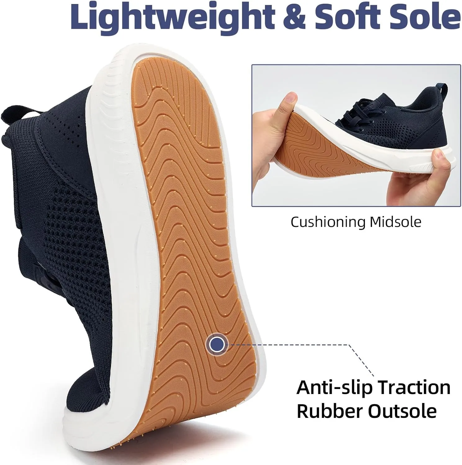 Slow Man Wide Toe Box Shoes for Men - Casual Dress Sneakers Comfortable Cushioned Business Office Non Slip Breathable Mesh Oxford Walking Shoe for Wide Feet
