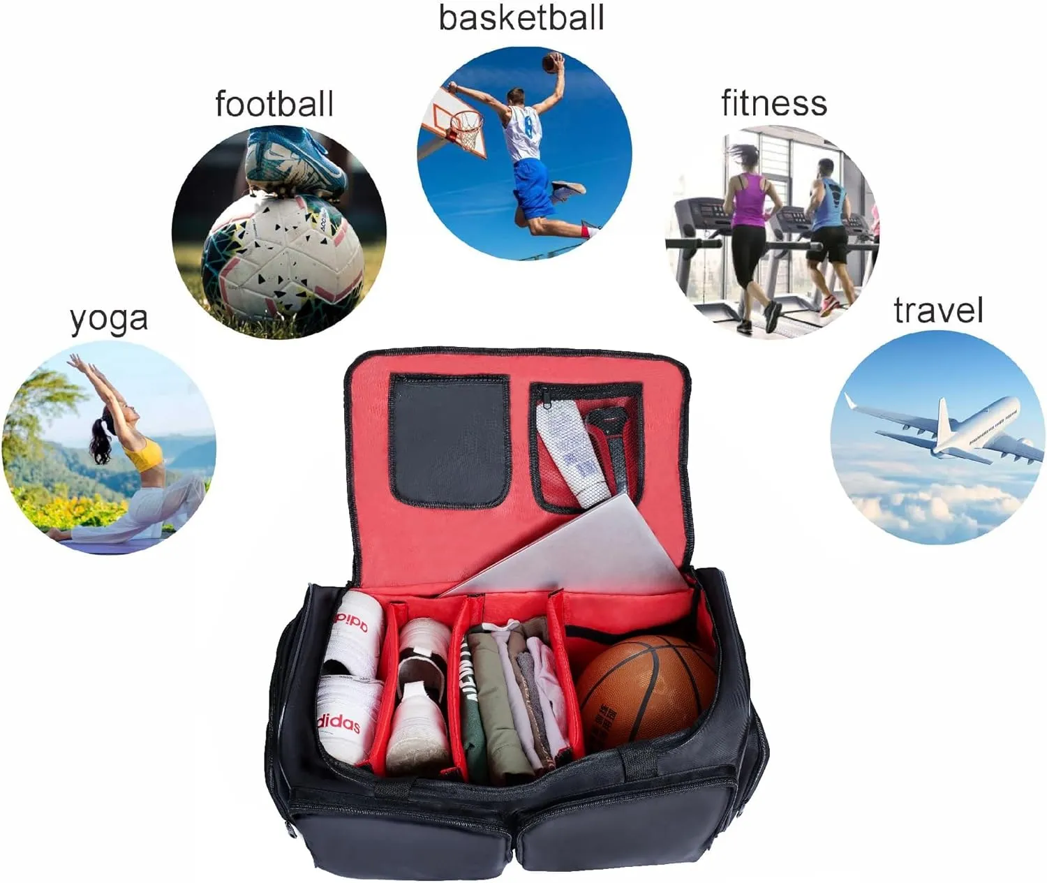 Sneaker Duffel Travel Bag for Men Shoe Bags for Travel Sneaker Bag Basketball Outdoor Sports Gym Bag Travel shoe bag With 3 Adjustable Compartment Dividers Travel Shoe Bags