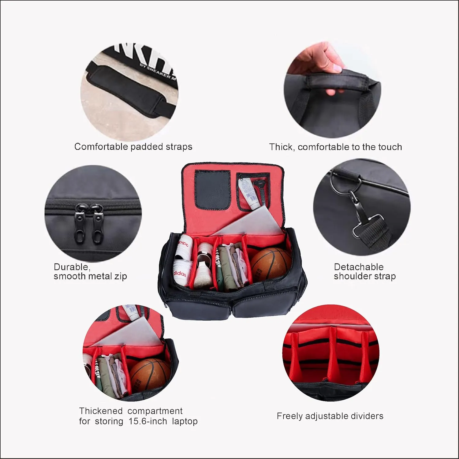 Sneaker Duffel Travel Bag for Men Shoe Bags for Travel Sneaker Bag Basketball Outdoor Sports Gym Bag Travel shoe bag With 3 Adjustable Compartment Dividers Travel Shoe Bags