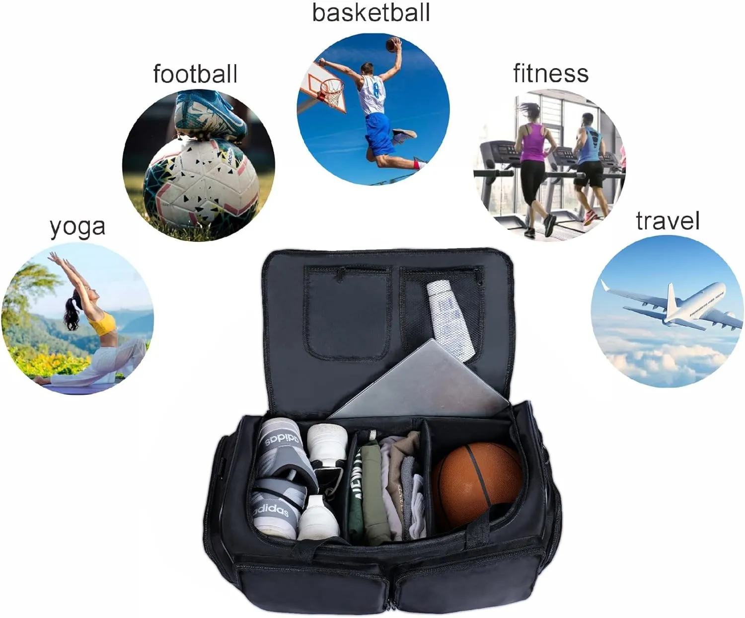 Sneaker Duffel Travel Bag for Men Shoe Bags for Travel Sneaker Bag Basketball Outdoor Sports Gym Bag Travel shoe bag With 3 Adjustable Compartment Dividers Travel Shoe Bags