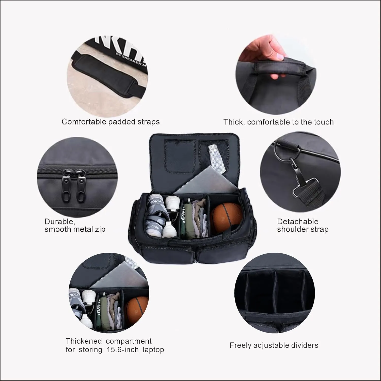 Sneaker Duffel Travel Bag for Men Shoe Bags for Travel Sneaker Bag Basketball Outdoor Sports Gym Bag Travel shoe bag With 3 Adjustable Compartment Dividers Travel Shoe Bags
