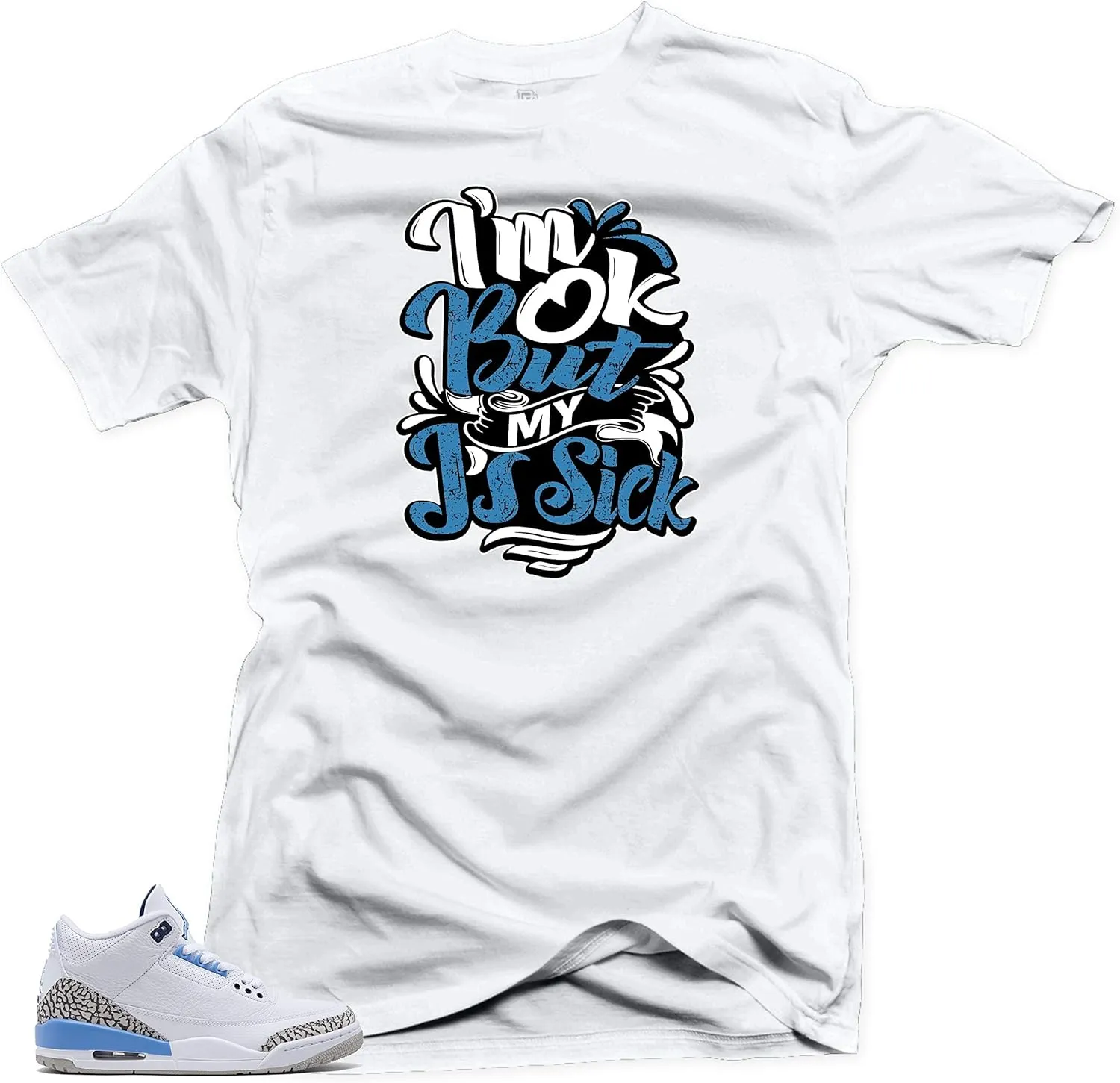 SNELOS Jordan 3 UNC Cement Sneaker Shirt to Match