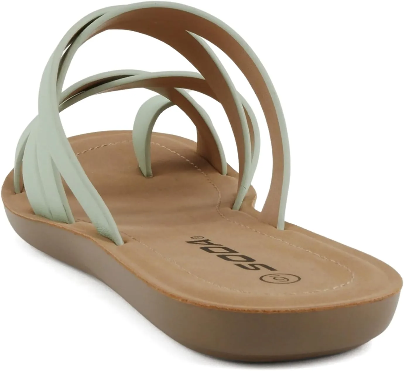 Soda ISABEL ~Women Fashion Comfortable Slip On Flat Cross bands Toe Ring Fashion Sandals
