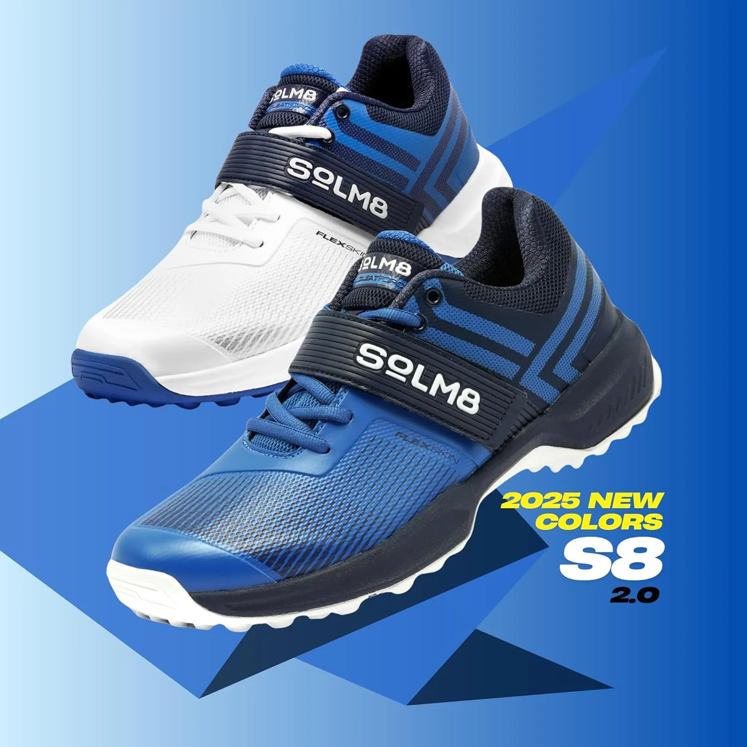 SOLM8 S8 Cricket Shoes - Rubber Spikes Professional Cleats for Outdoor Turf and Field Sports Gel Cushioned Insole