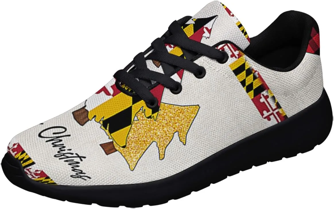 Sonzj-II Maryland Shoes Mens Womens Athletic Walking Sneakers Running Shoes Mesh Breathable Low Top Anti-Slip Trainers