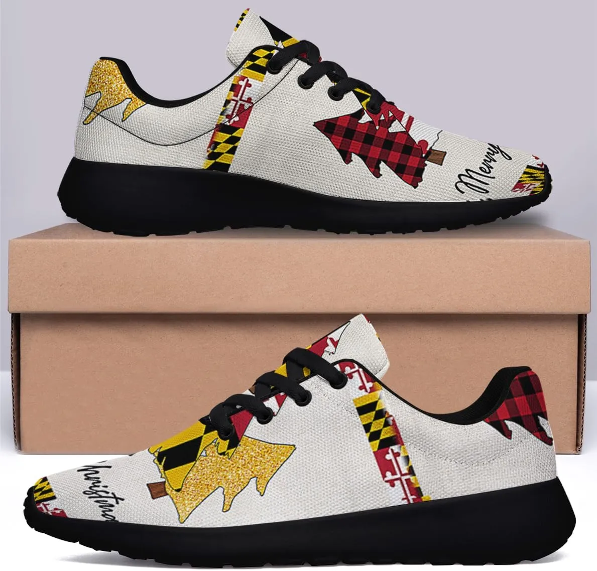 Sonzj-II Maryland Shoes Mens Womens Athletic Walking Sneakers Running Shoes Mesh Breathable Low Top Anti-Slip Trainers