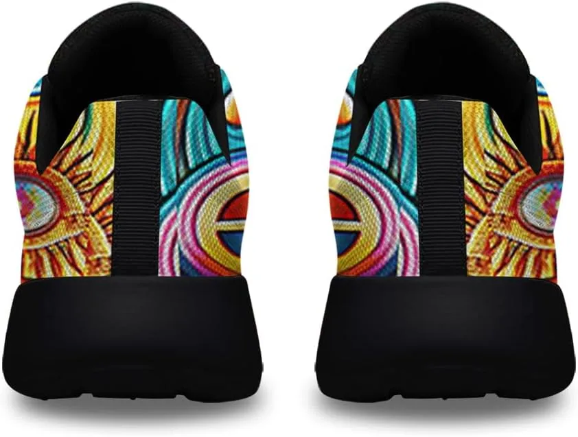 Sonzj-II Peace Hippie Printed Men Women Running Walking Shoes Lightweight Breathable Fashion Sneakers