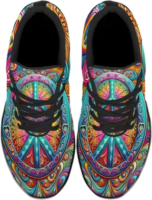 Sonzj-II Peace Hippie Printed Men Women Running Walking Shoes Lightweight Breathable Fashion Sneakers