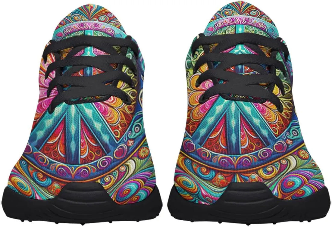 Sonzj-II Peace Hippie Printed Men Women Running Walking Shoes Lightweight Breathable Fashion Sneakers