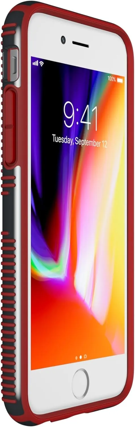 Speck Products CandyShell Grip Cell Phone Case for iPhone 8/7/6S/6 - Charcoal Grey/Dark Poppy Red