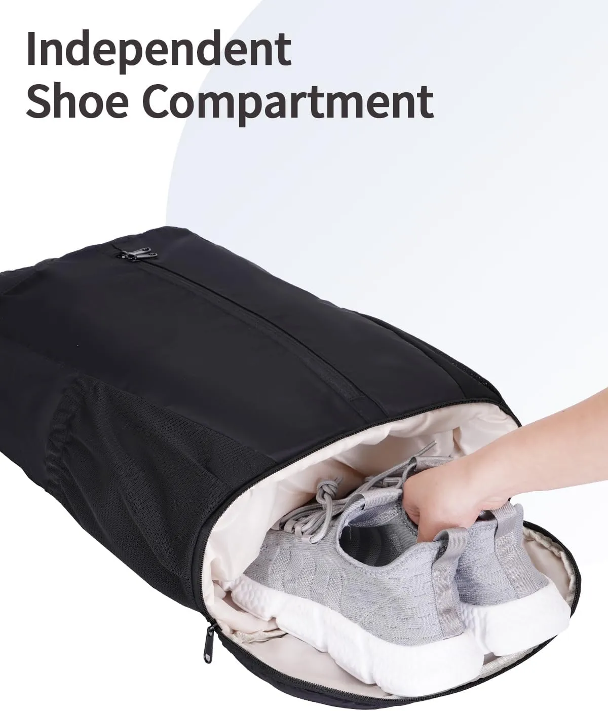 sportsnew Drawstring Backpack Sports Gym Bag with Shoes Compartment, String Backpack Cinch for Women Men, Water-Resistant Drawstring Bag for Workout Travel, Lightweight, Black, Patent Pending