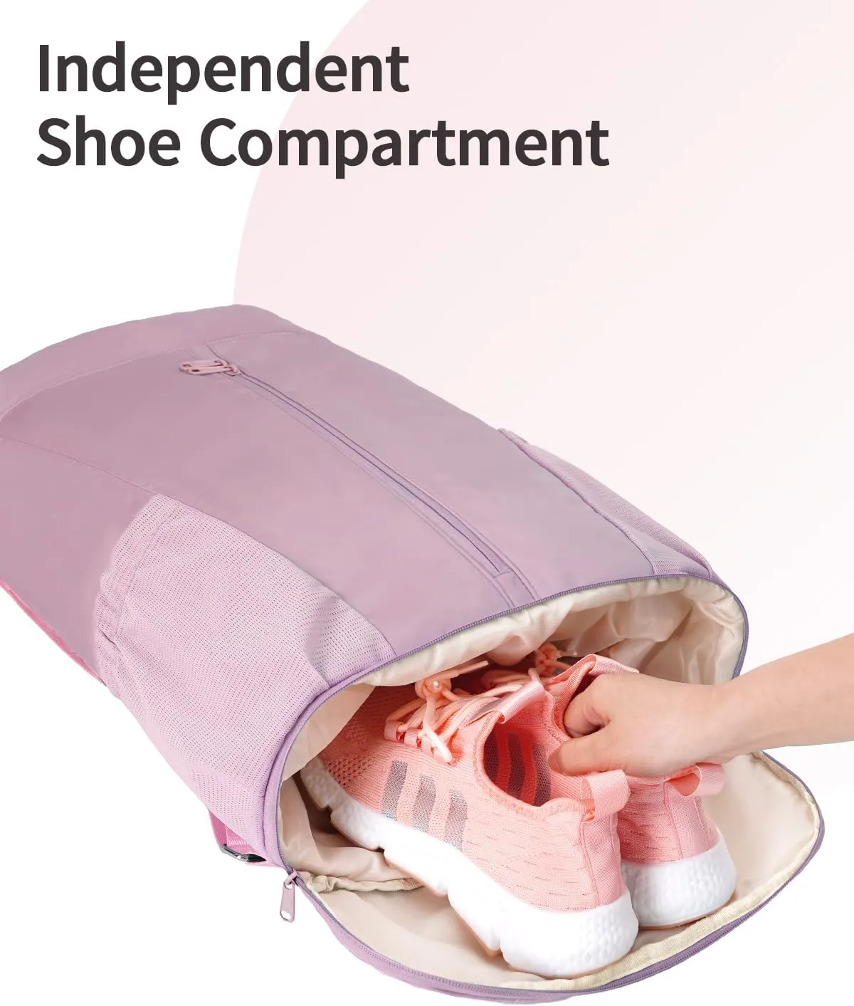 sportsnew Drawstring Backpack Sports Gym Bag with Shoes Compartment, String Backpack Cinch for Women Men, Water-Resistant Drawstring Bag for Workout Travel, Lightweight, Pink, Patent Pending