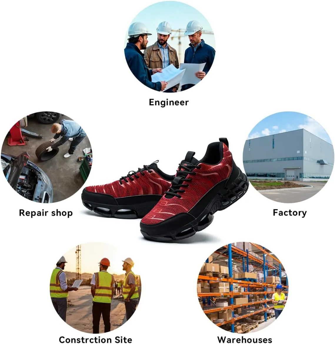 Steel Toe Shoes for Men Women Lightweight Safety Sneakers Composite Toe Work Shoes Puncture Proof Industrial Construction Shoes Black