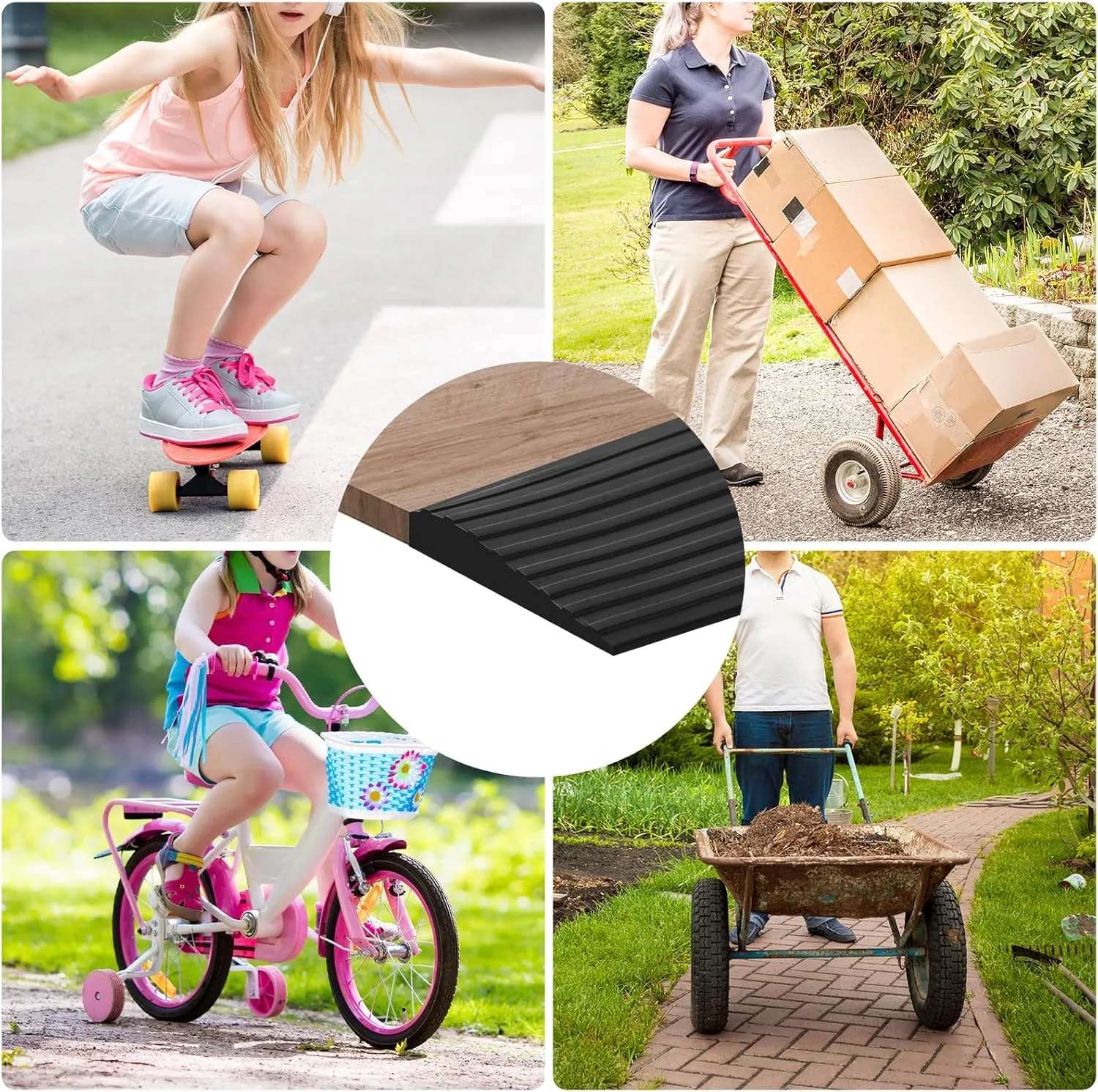 Storystore Threshold Ramps for Doorways, 2'' Wide x 6.6 FT Self-Adhesive Rubber Wheelchair Threshold Ramp, 2/5 Inch Rise Door Thresholds Strip for Wheelchair Stroller Scooter Reducer (Black)