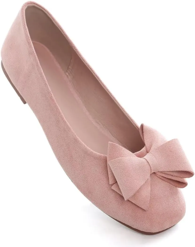 Stunner Women's Casual Flats Square Toe Bowknot Ballet Flats Comfortable Slip On Wedding Dress Shoes