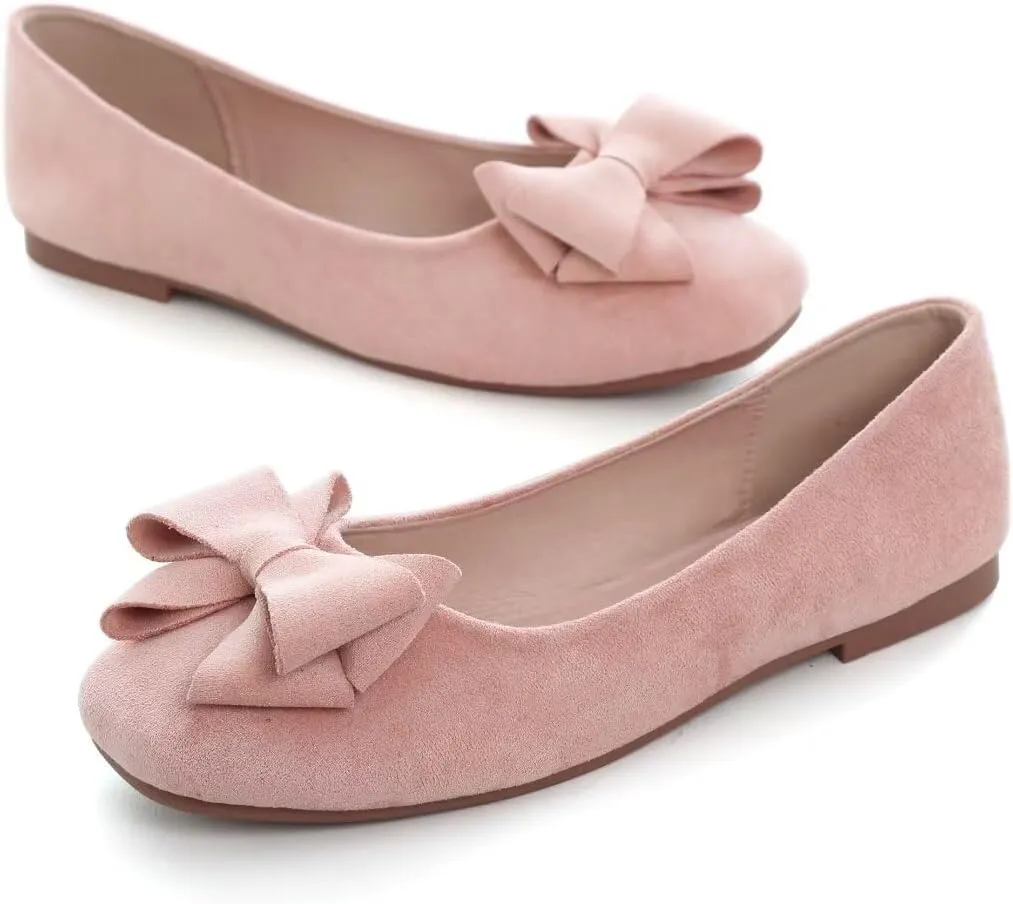 Stunner Women's Casual Flats Square Toe Bowknot Ballet Flats Comfortable Slip On Wedding Dress Shoes