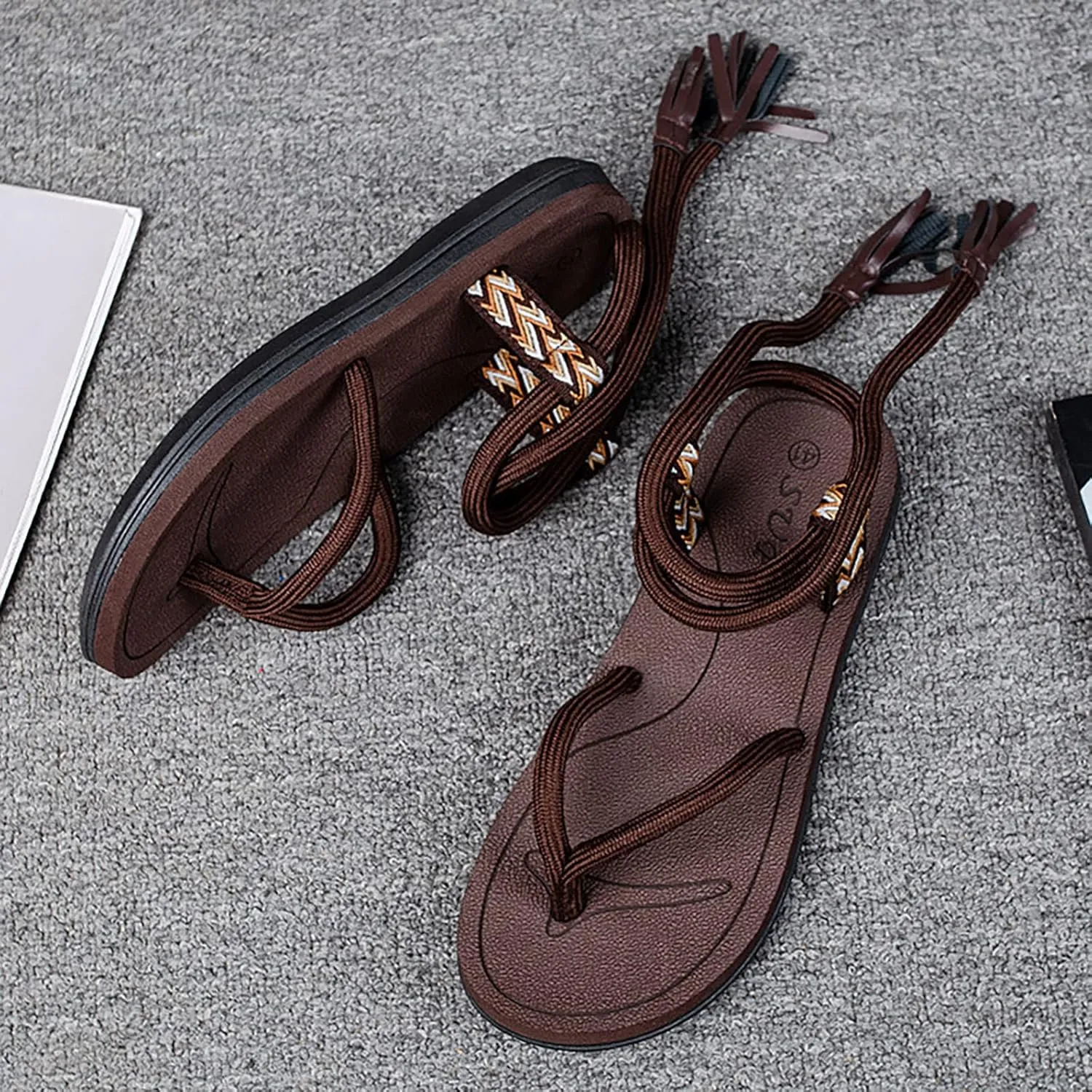 Summer Couple Men's Fashion Outerwear Rope Printed Herringbone Strap Sandal Mens Sandals Size 8 Closed Toe Men's Sport Boots