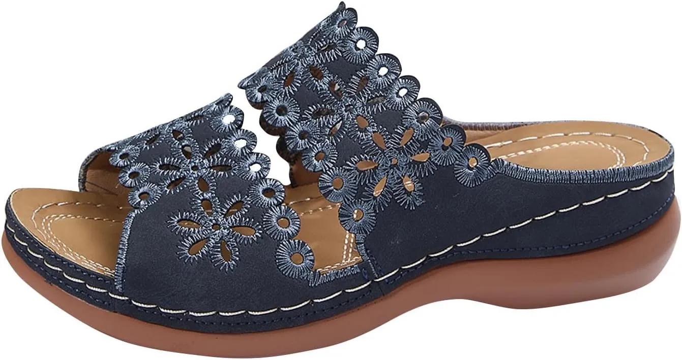 Summer Sandals for Women Mesh Hollow Out Comfort Shoes Orthopedic Arch-Support Walking Wide Width Sandal