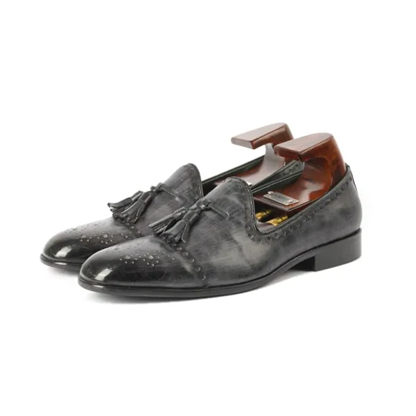 Tassel Leather Grey Loafer