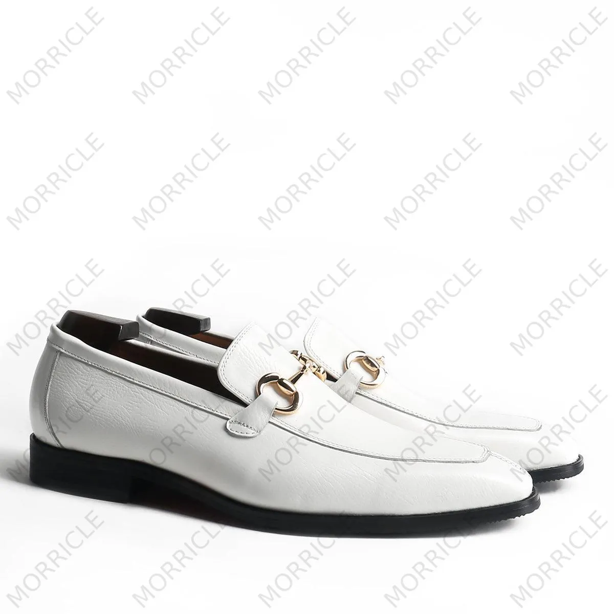 Timeless White Horsebit Loafers