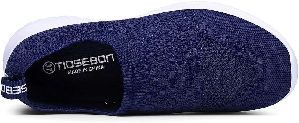 TIOSEBON Men's Slip On Walking Shoes Knit Mesh Tennis Sneaker