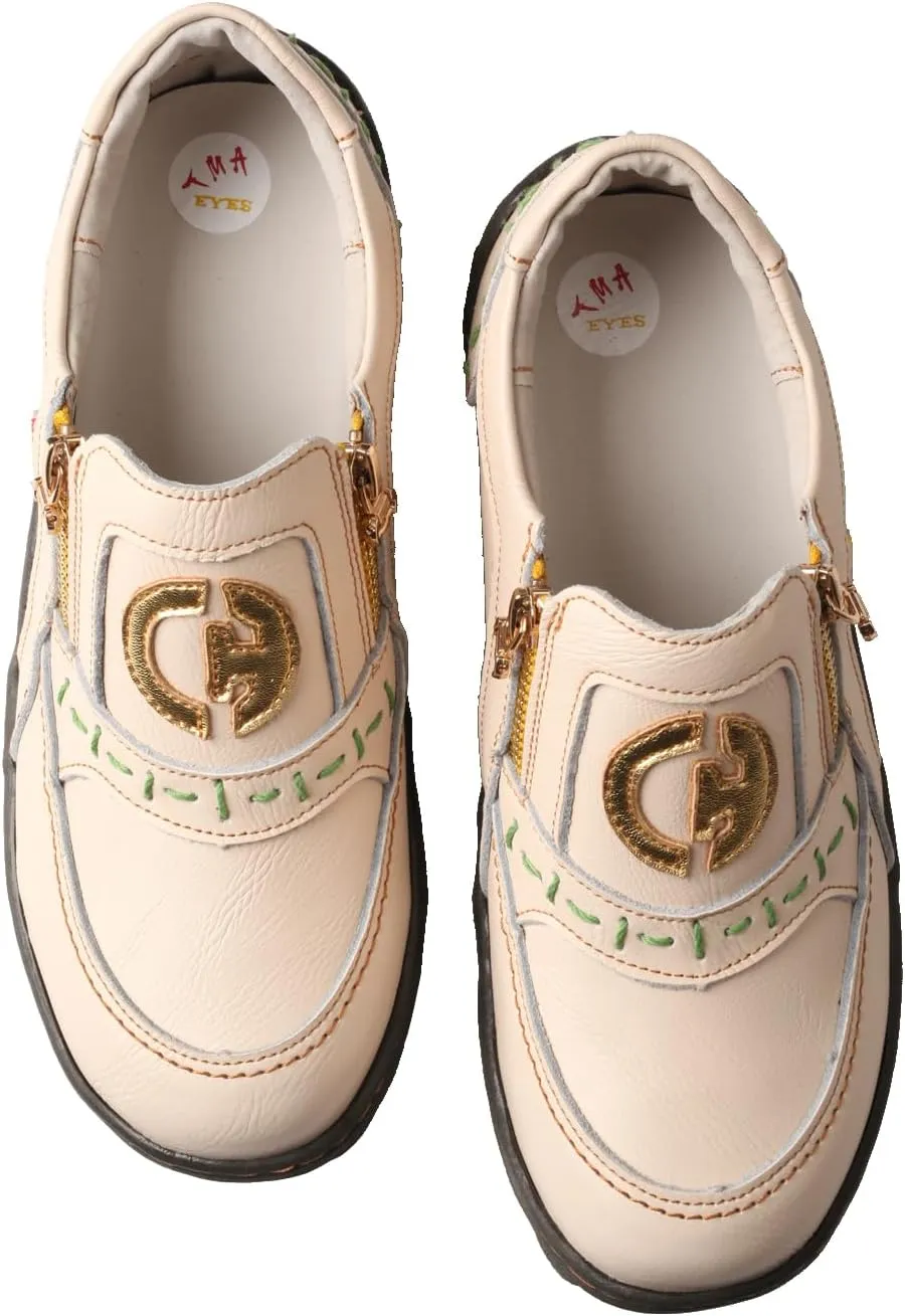 TMA EYES Women's Non-Slip Leather Casual Slip On Comfort Walking Flat Shoes