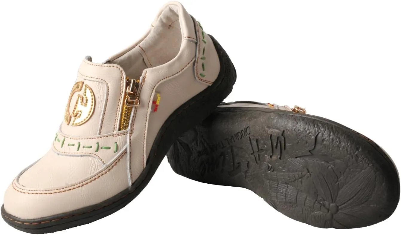 TMA EYES Women's Non-Slip Leather Casual Slip On Comfort Walking Flat Shoes