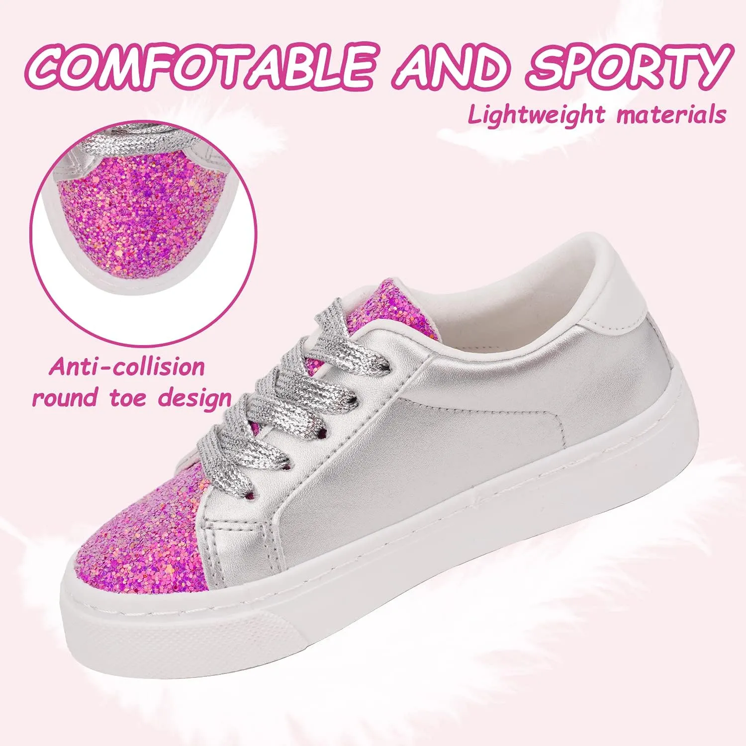 ToandonToddler Kids Sneakers Sparkle Fashion Glitter Sequins Canvas Shoes