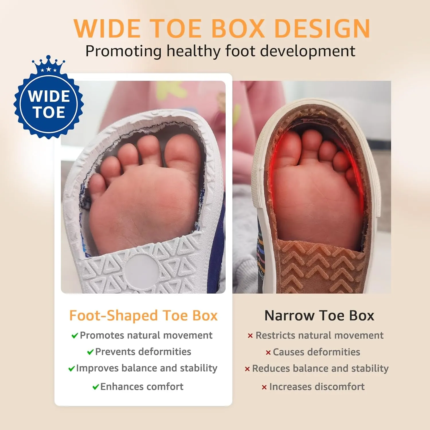 Toddler Barefoot Shoes Wide Toe Box Shoe Boys Girls Kids Walking Sneakers Non-Slip Lightweight Comfortable First Walking Tennis Outdoor Activities