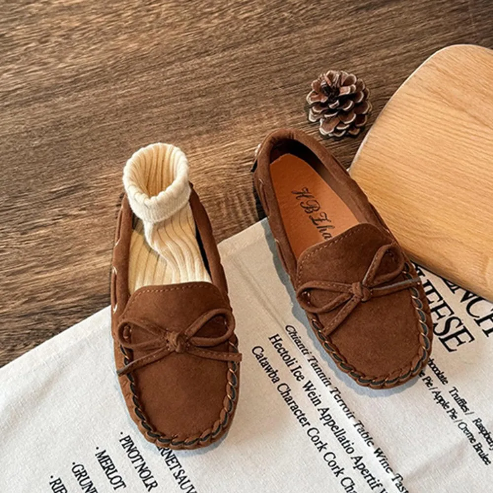 Toddler Boys Girls Loafer Shoes Soft Suede Leather Slip On Moccasin Flat Boat Dress Shoes School Daily Walking Shoes