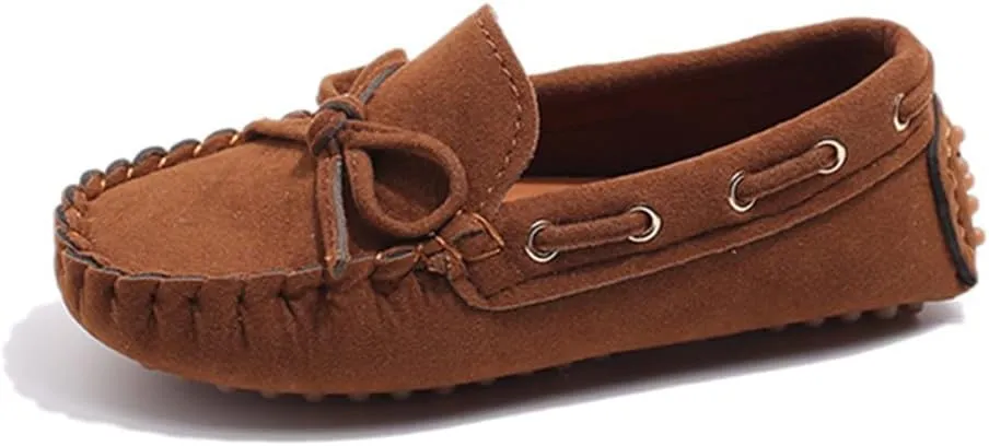 Toddler Boys Girls Loafer Shoes Soft Suede Leather Slip On Moccasin Flat Boat Dress Shoes School Daily Walking Shoes