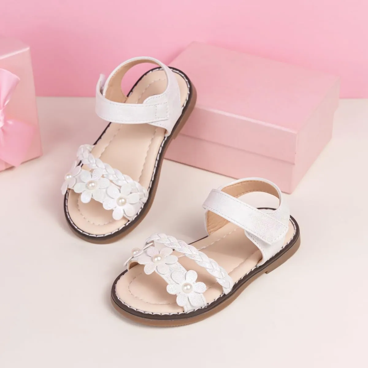 Toddler Girls Sandals Little Girl Summer Flat Sandal Baby Open Toe Outdoor Beach Holiday Dress Shoes