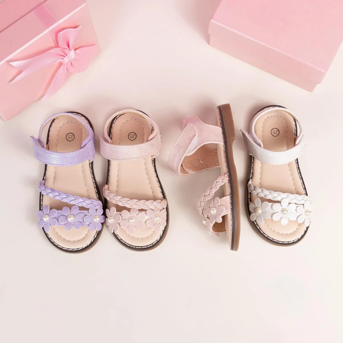 Toddler Girls Sandals Little Girl Summer Flat Sandal Baby Open Toe Outdoor Beach Holiday Dress Shoes