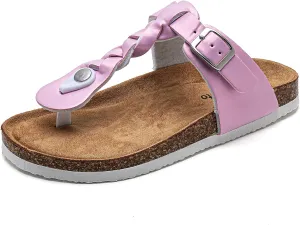 Torotto Boys Girls Cork Footbed Sandals Kids Flip Flops with Adjustable Braided Straps (Toddler/Little Kid/Big Kid)
